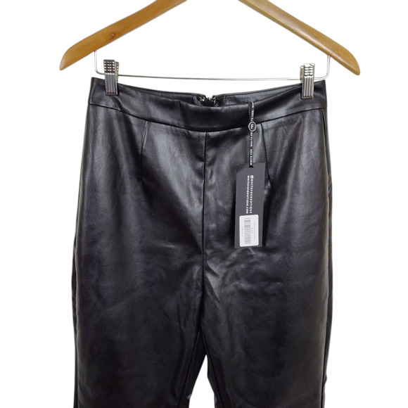 WHITE FOX VEGAN FAUX LEATHER PANTS HIGH RISE BOOT CUT WOMEN'S MEDIUM  BLACK NWT - Picture 5 of 16